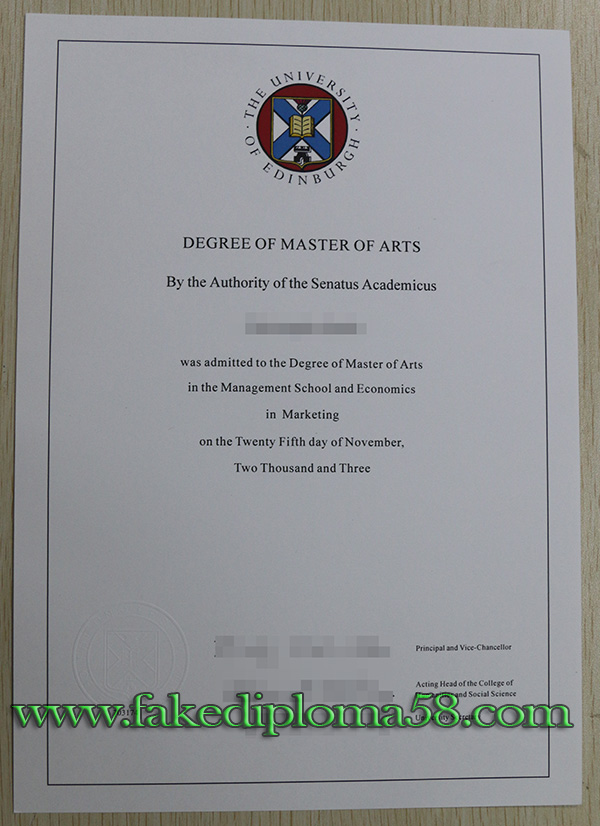 University of Edinburgh master of Arts degree