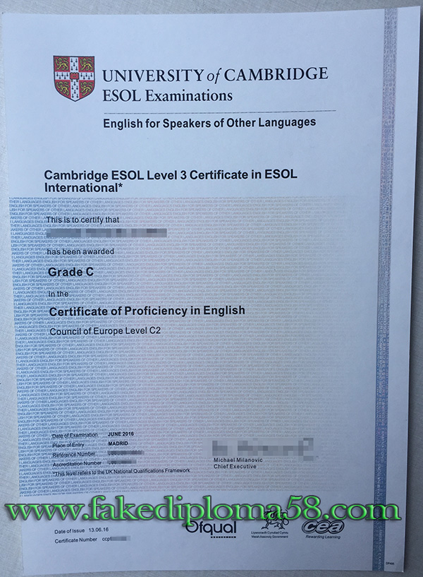 English for Speakers of Other Languages/ESOL certificate
