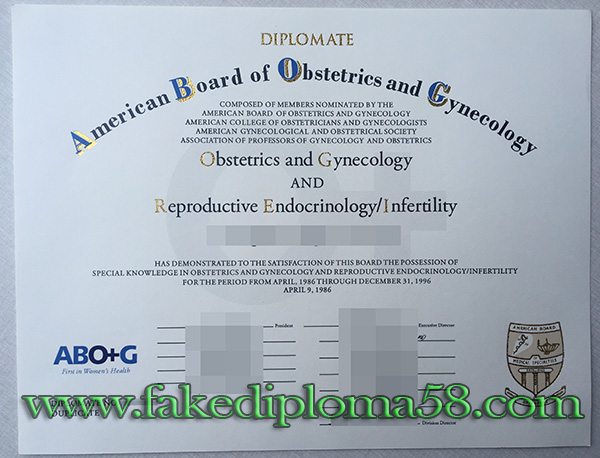 ABOG/American Board of Obstetrics and Gynecology certificate