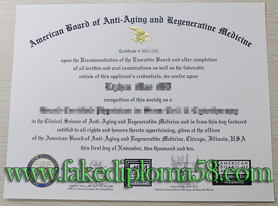 American Board of Anti-Aging and Regenerative Medicine certificate