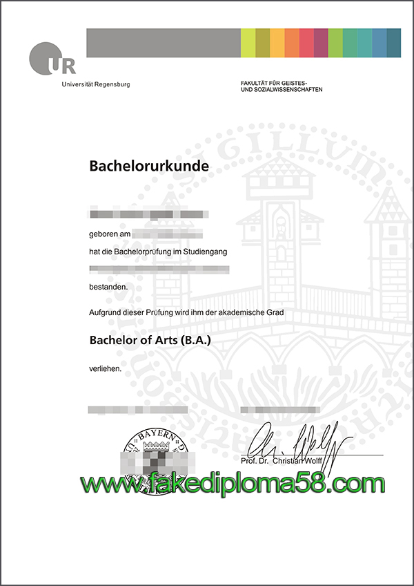 Universität Regensburg degree certificate