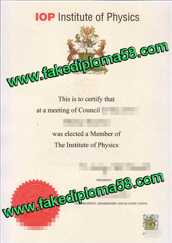 IOP Institute of physice certificate