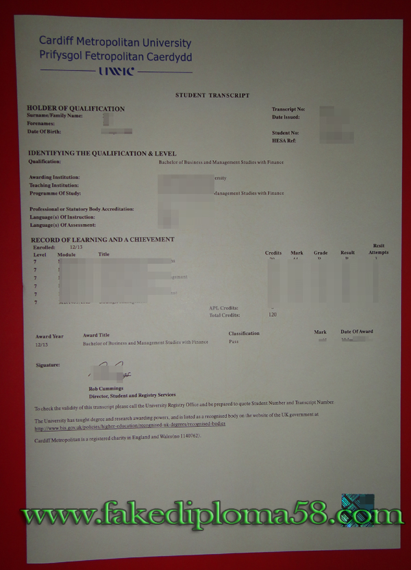 Cardiff Metropolitan University transcript, how to do it