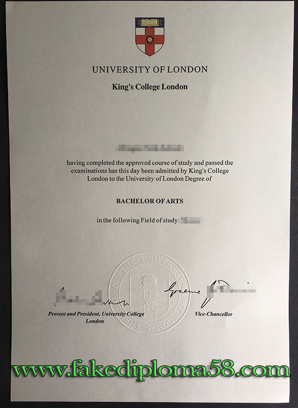 KCL, Kings college London degree sample