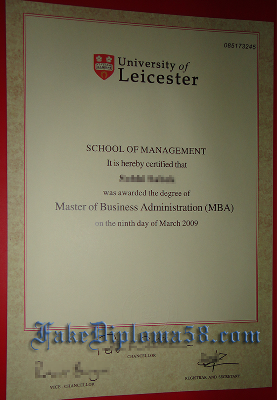 University of Leicester degree and transcript sample