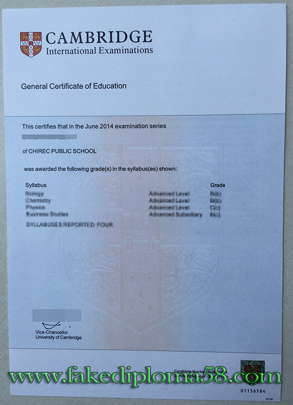 GCE, General Certificate of Education sample