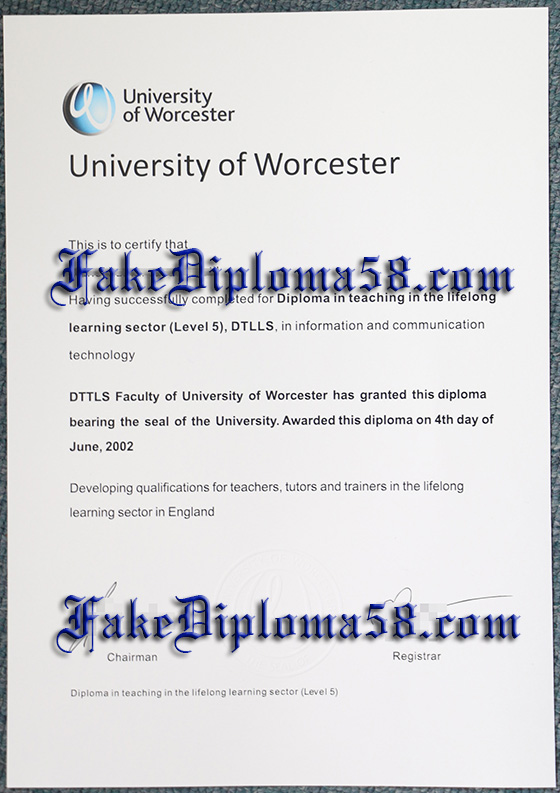 University of Worcester certificate sample