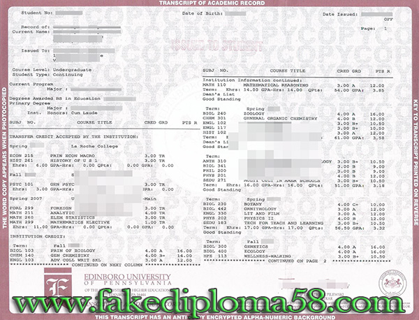 how to buy Edinboro University of Pennsylvania fake transcripts