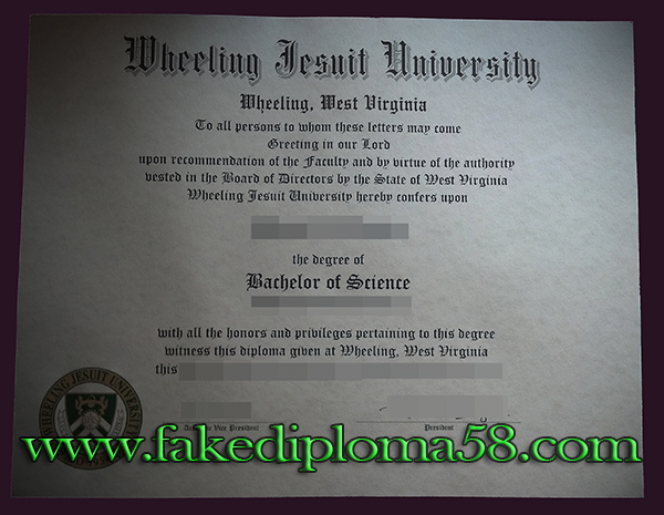 Wheeling Jesuit University/WJU fake diploma sample