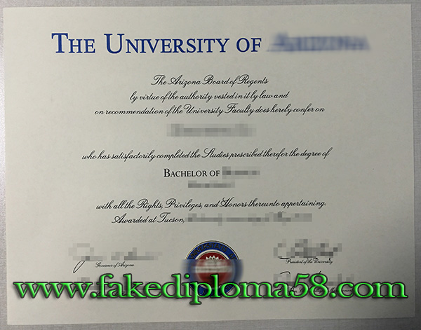 The University of Arizona bachelor degree sample