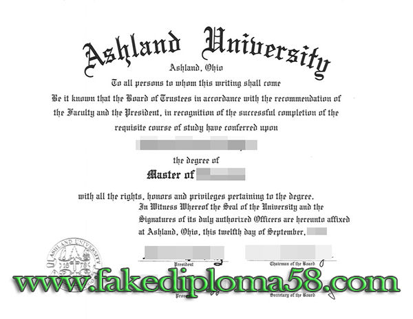 Ashland University master degree sample in US