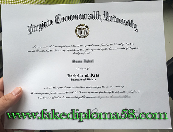 VCU degree,  Virginia Commonwealth University degree sample