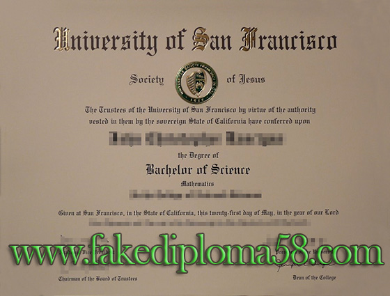 USF, University of San Francisco real degree sample