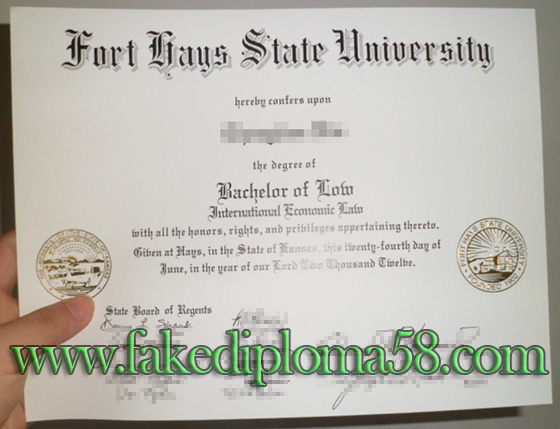 Fort Hays State University fake certificate sample
