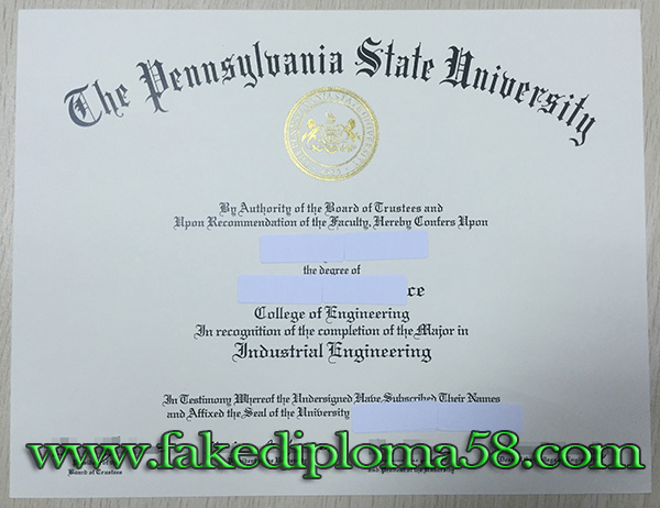 Pennsylvania state university diploma in USA