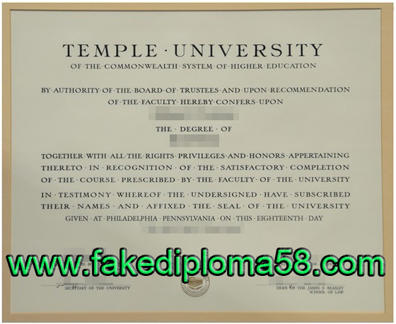 Temple university diploma sample