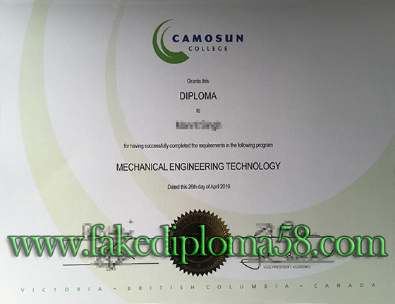 fake diploma of Camosun College