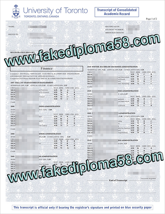 University of Toronto transcript sample, buy fake transcript