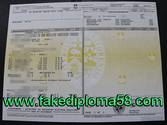 University of Manitoba diploma and transcript sample ,buy fake diploma