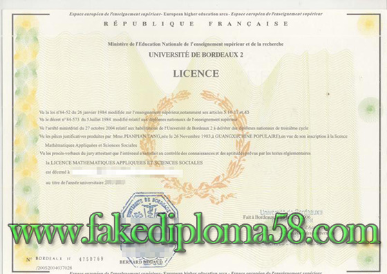 fake degree from Université Victor Segalen-Bordeaux 2