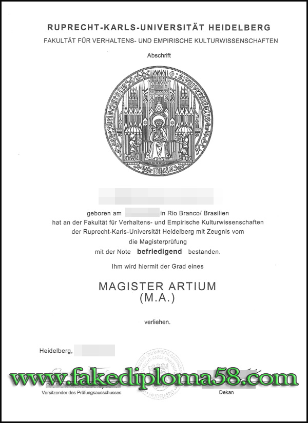 Universitaet Heidelberg fake degree sample