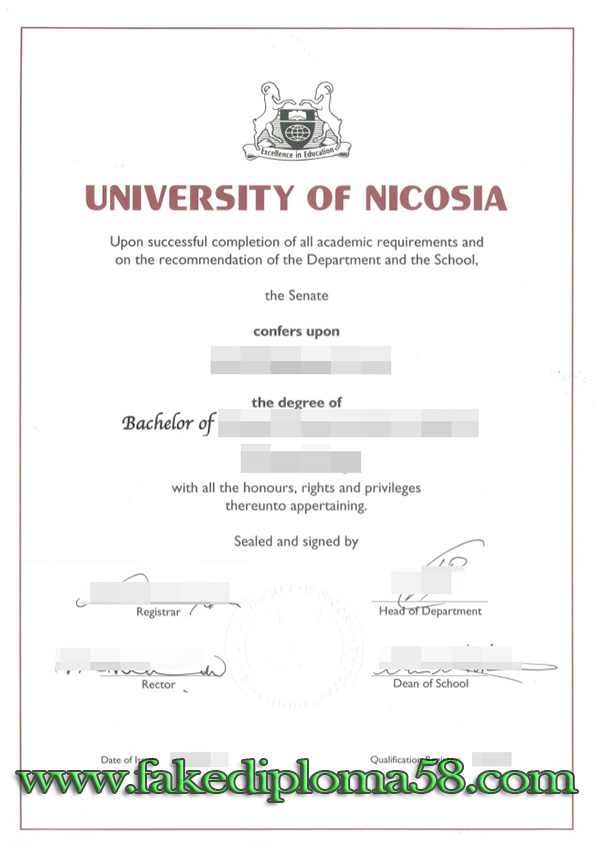 University of Nicosia fake degree sample