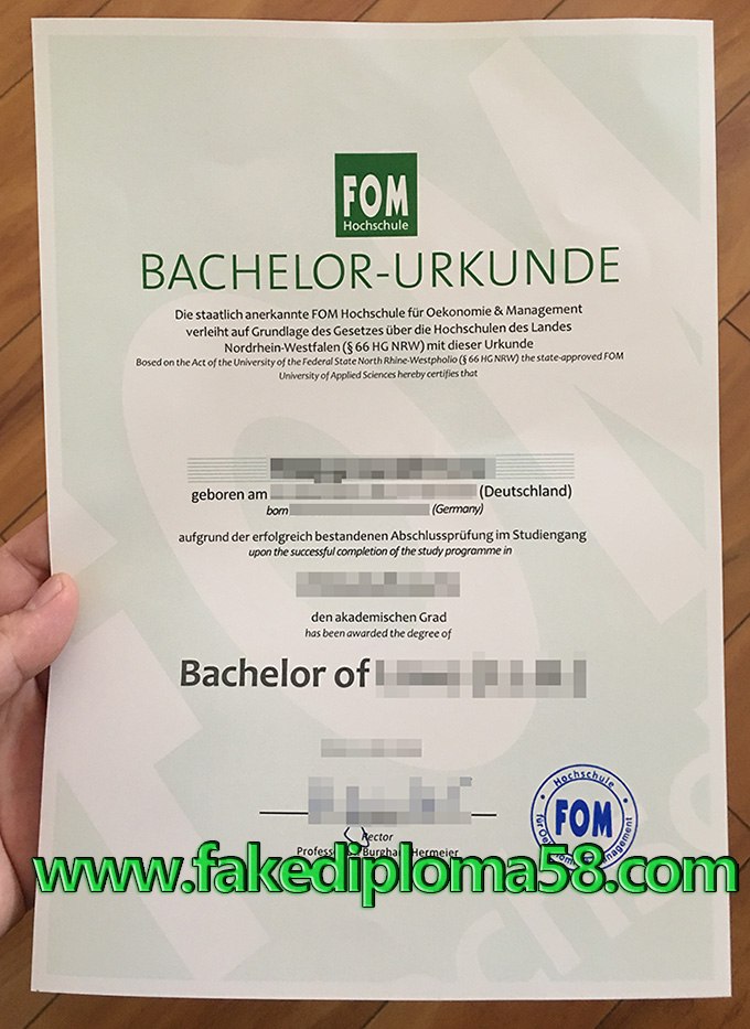 FOM University of Applied Sciences diploma, FOM degree, FOM degree certificate, German diploma