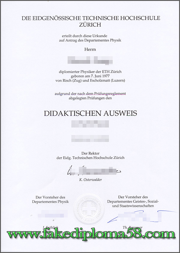 Eidgenössische Technische Hochschule Zürich Diploma