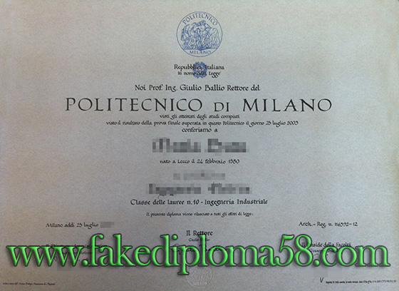 Polytechnic University of Milan fake master degree sample, Politecnico di Milano degree sample