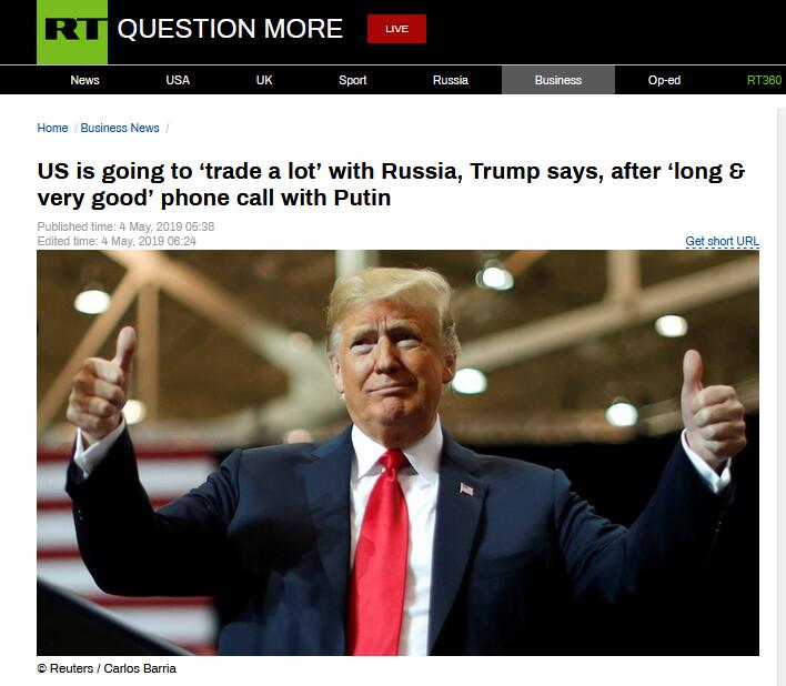 And Putin Finished The Call Trump: The United States Will Have A Lot of Trade With Russia