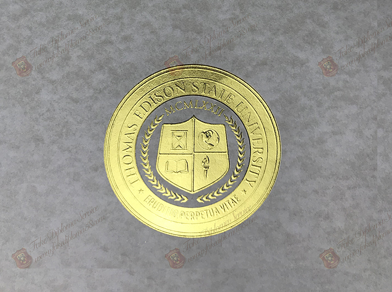 The seal of Thomas Edison StaIe University