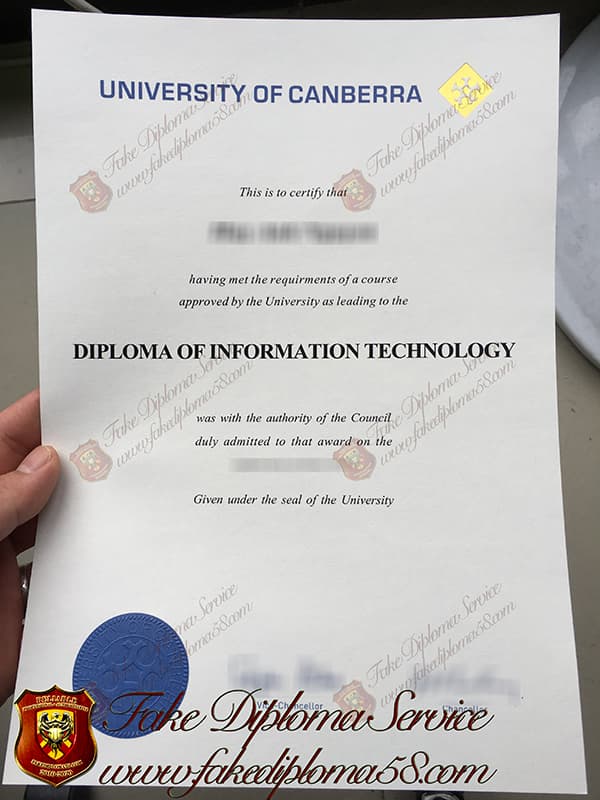 fake University of Canberra diploma