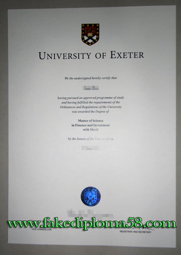fake University of Exeter degree