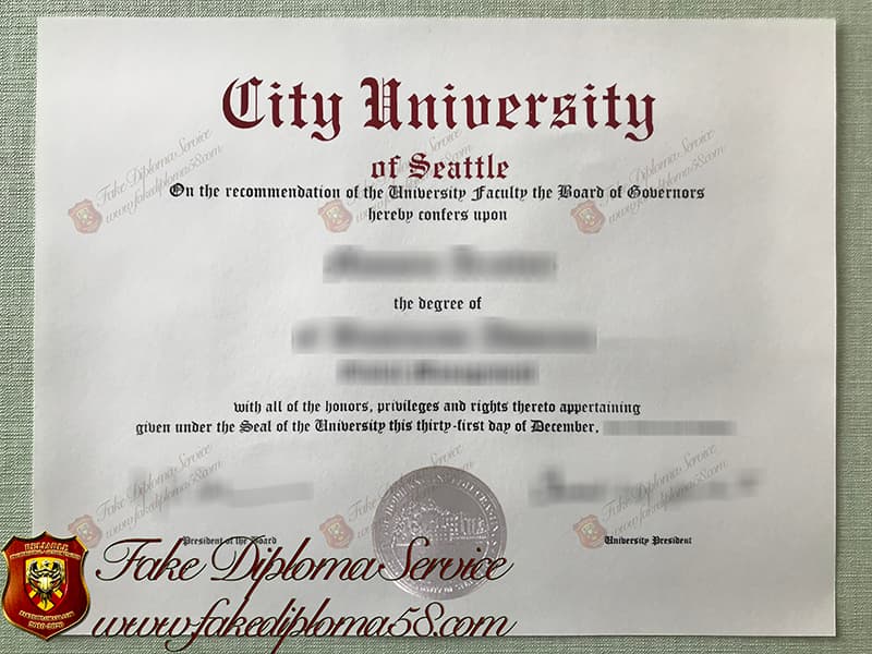 Fake City University of Seattle degree certificate