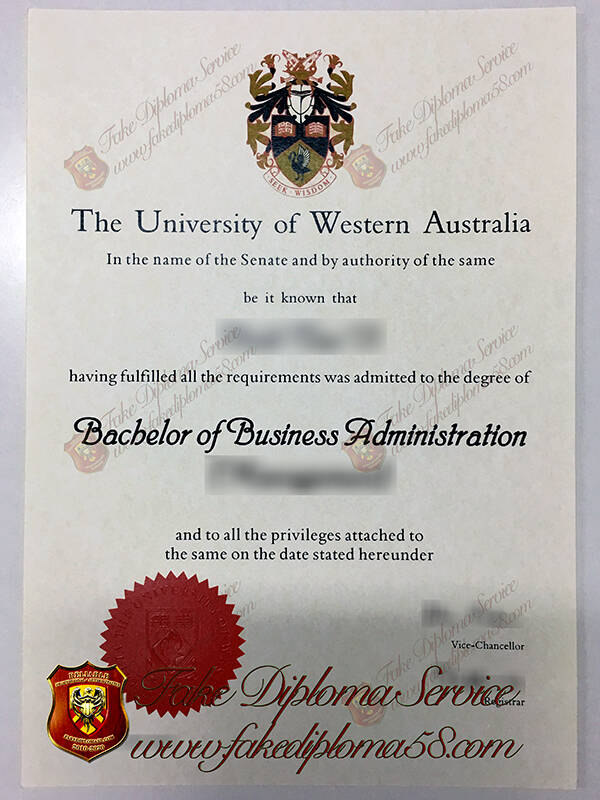 fake University of Western Australia diploma