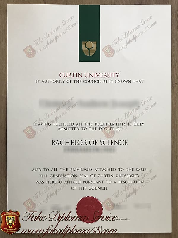 Fake Curtin University diploma certificate