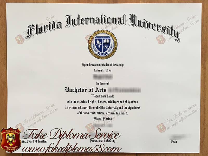 Fake Florida International University diploma