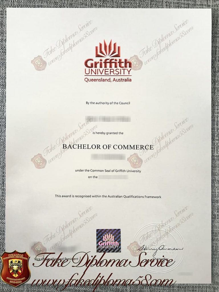 Griffith University diploma certificate