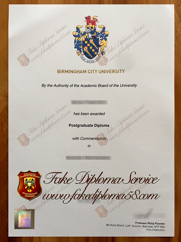 fake Birmingham City University diploma