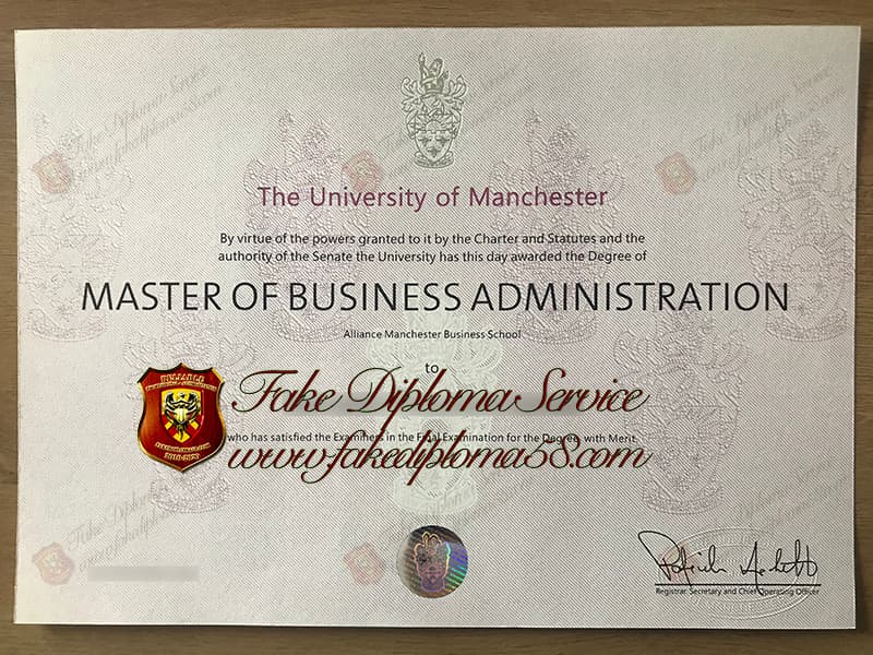 The University of Manchester degree certificate