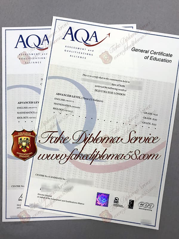 fake AQA GCE certificate