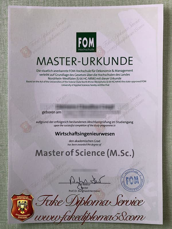 fake FOM Hochschule diploma