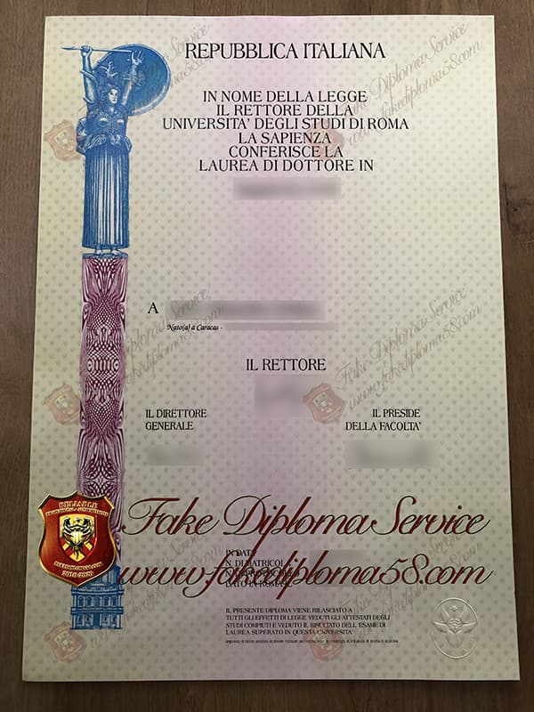 fake Sapienza University of Rome diploma