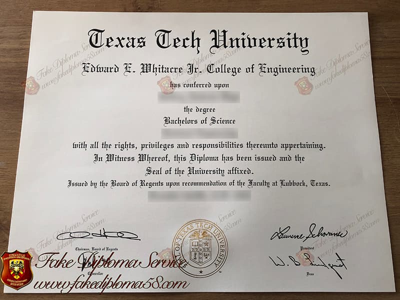 fake Texas Tech University diploma