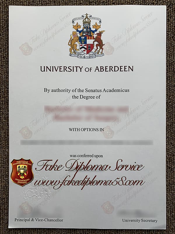 fake University of Aberdeen degree certificate