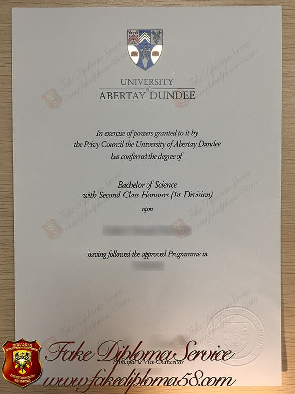 fake University of Abertay Dundee degree