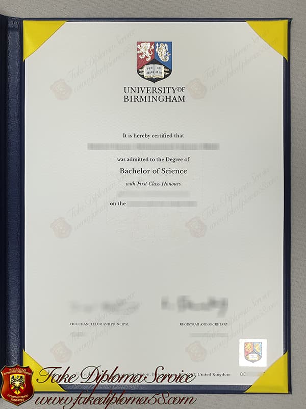 fake University of Birmingham diploma
