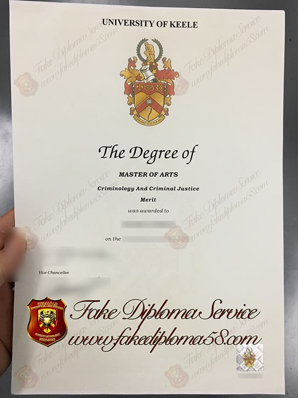 fake University of Keele degree certificate