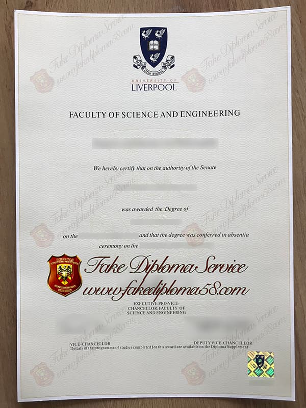 fake University of Liverpool diploma