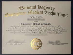 National Registry Emergency Medical Technicians fake certificate, NREMT Certificate